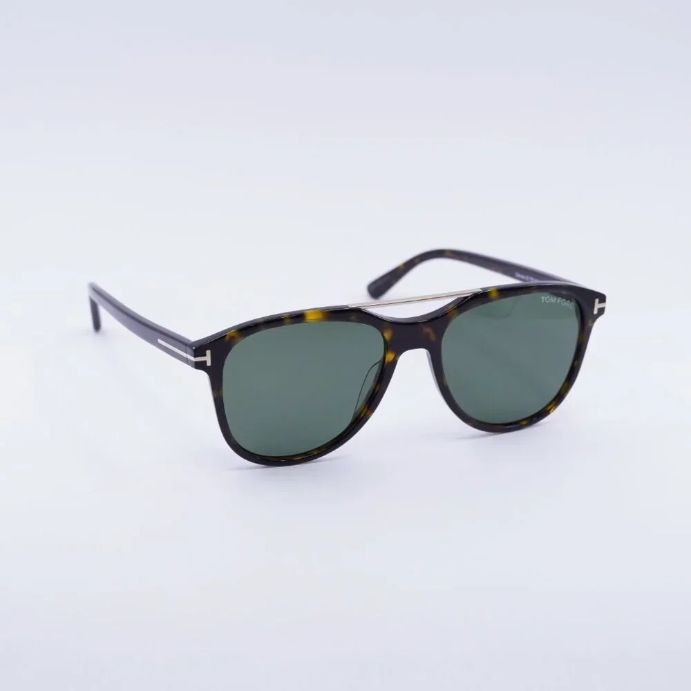 Tom Ford Damian-02 FT1098 52N Sunglasses Havana Aviator Frame, Green Lenses - Picture 6 of 9